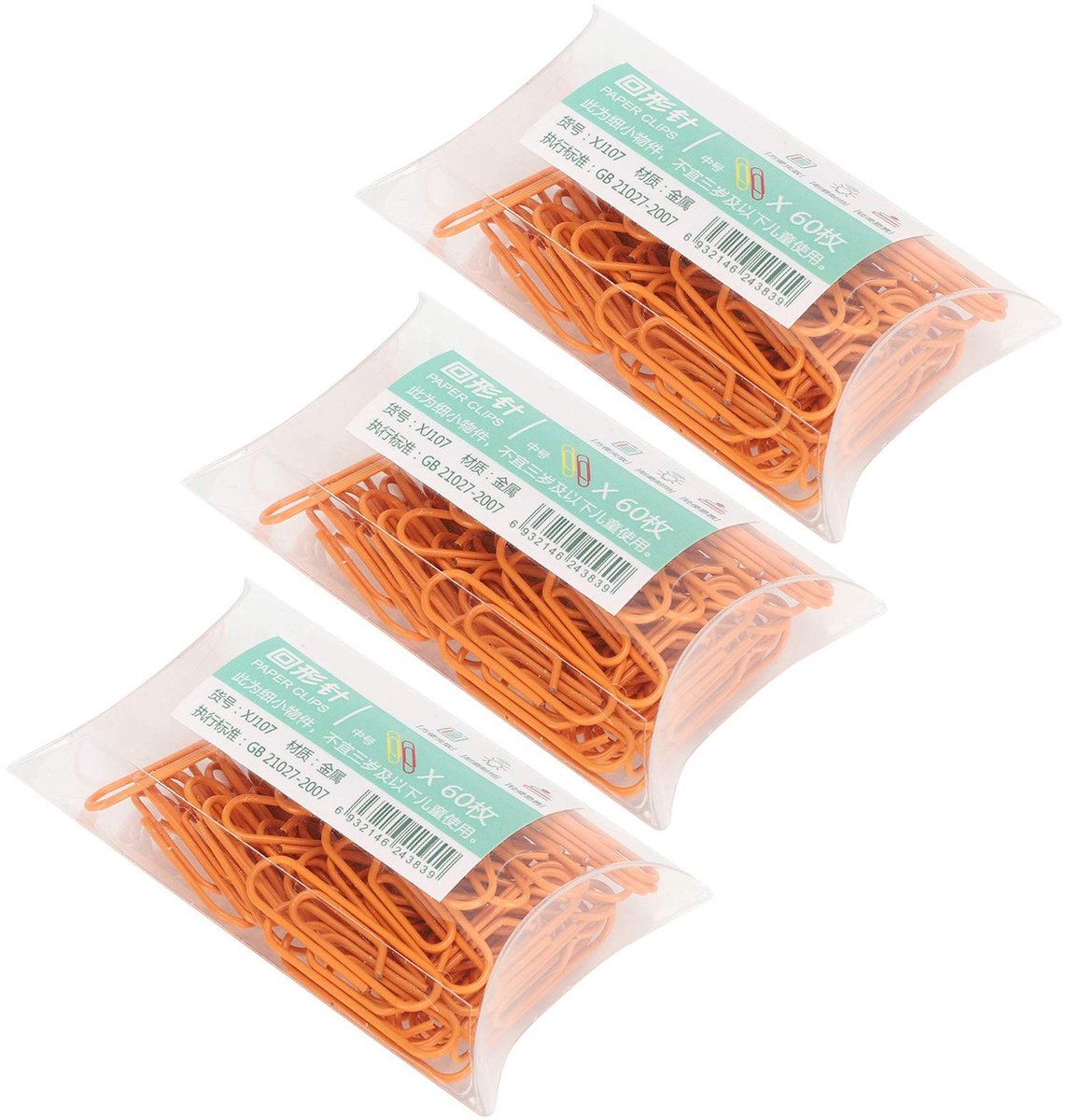 Dailygoods - Set van 3 Dozen Gevormde Paperclips in Oranje
