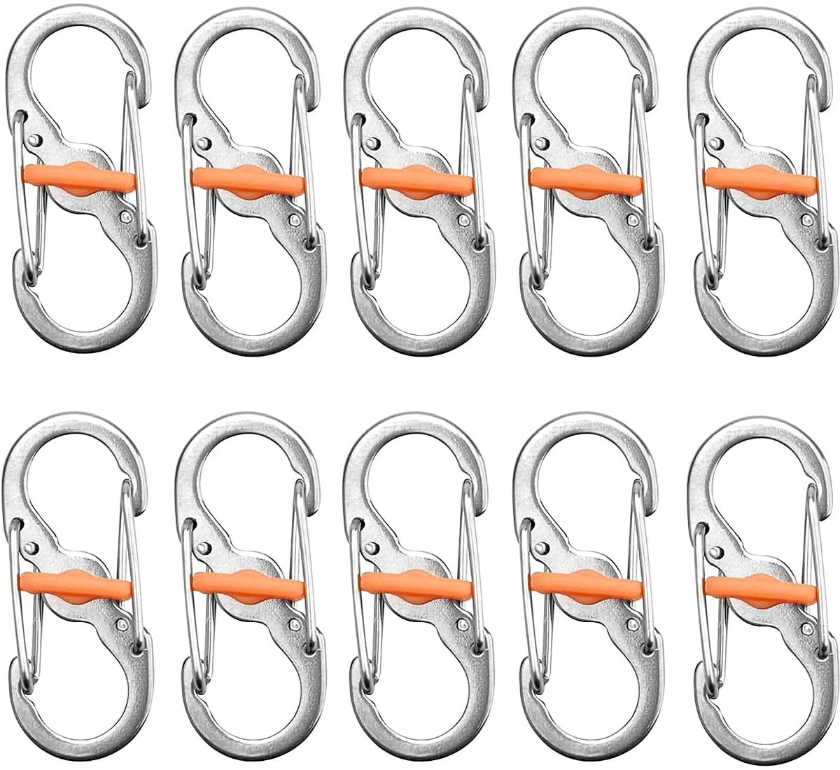 Karabijnhaak, Dubbele Karabijnhaak, Voor Bergbeklimmen, Wandelen en Fietsen(Zilver + Oranje)