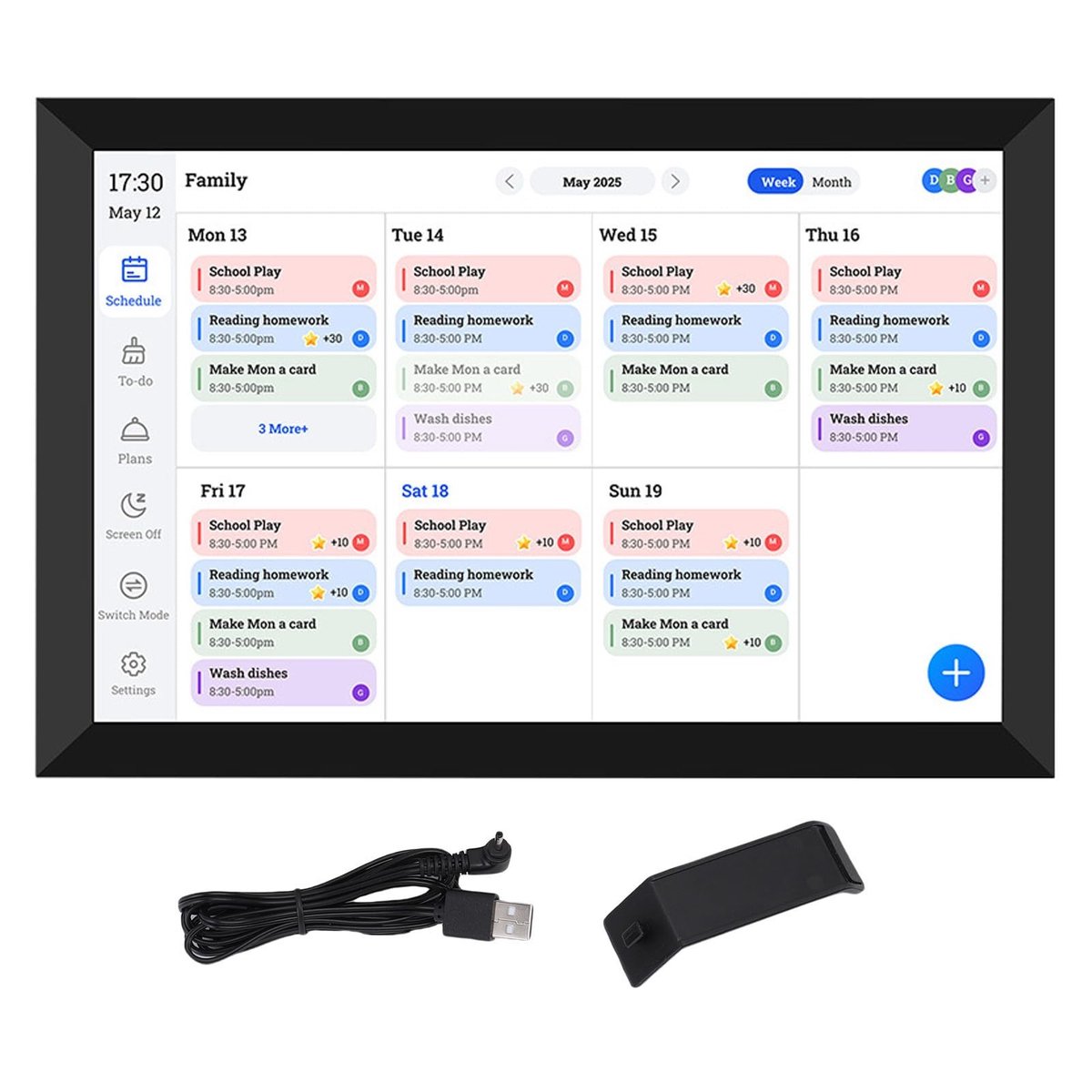 Dailygoods - 10.1In Smart Digital Planner, HD Touchscreen Smart Calendar met Maaltijdplannen, Chore Chart for Family Office, Ondersteuning voor,