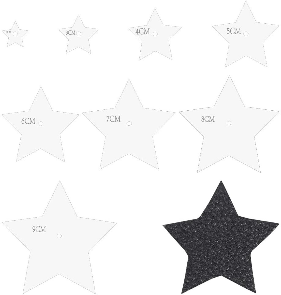 Dailygoods- Stersjablonen 8 Stuks - Acryl Sjablonen - Stervorm - Borduurgereedschap - DIY Decoratie - Duurzaam en Glad