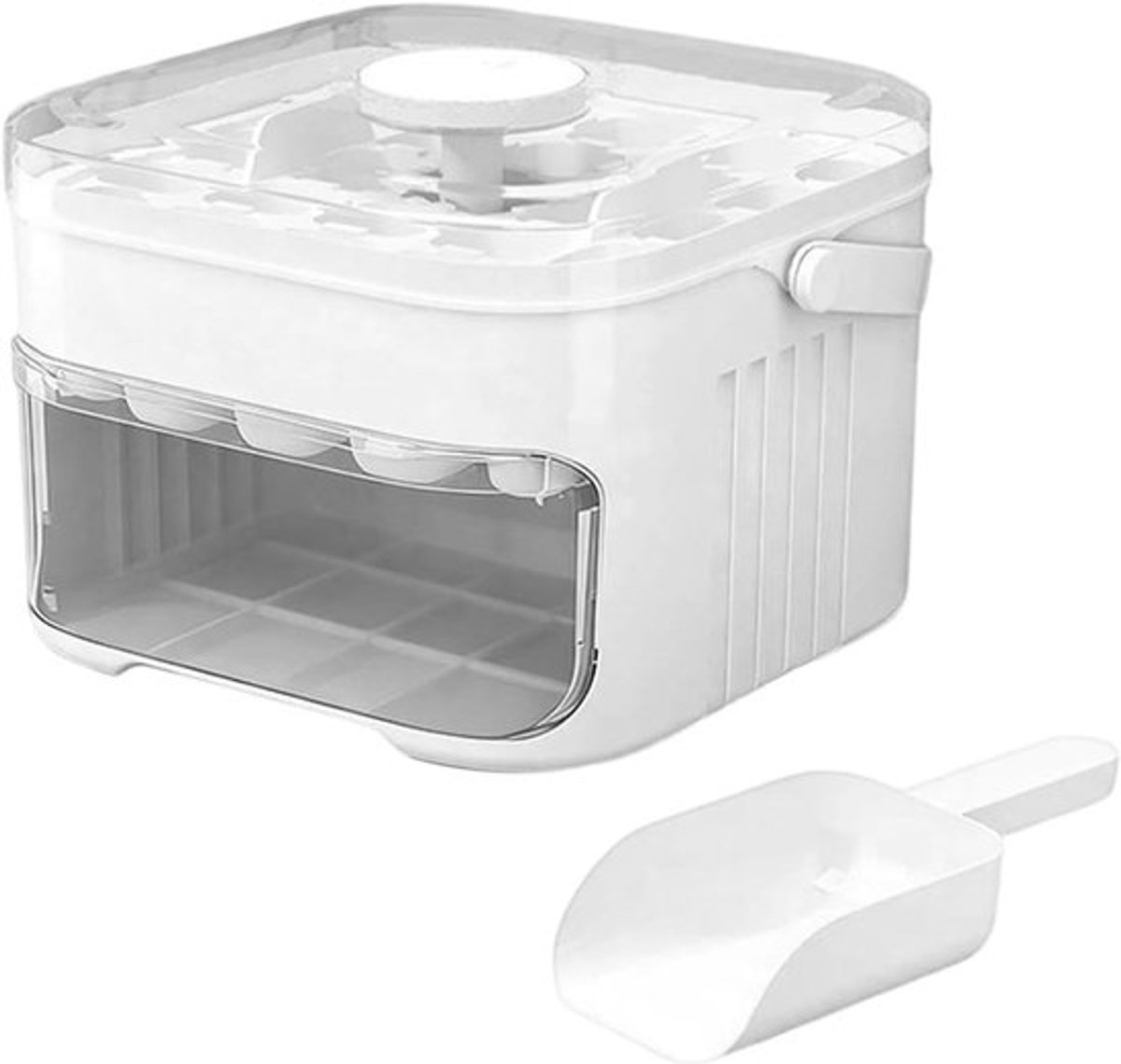 De compacte ijsblokkemachine heeft een ruime ingebouwde geïsoleerde bak en is ideaal voor het maken van ijskoffie en een verscheidenheid aan verse ijsblokken voor koude dranken thuis.