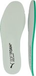 Lichtgroene Puma SoftFoam+ inlegzolen, met logo en tekst.