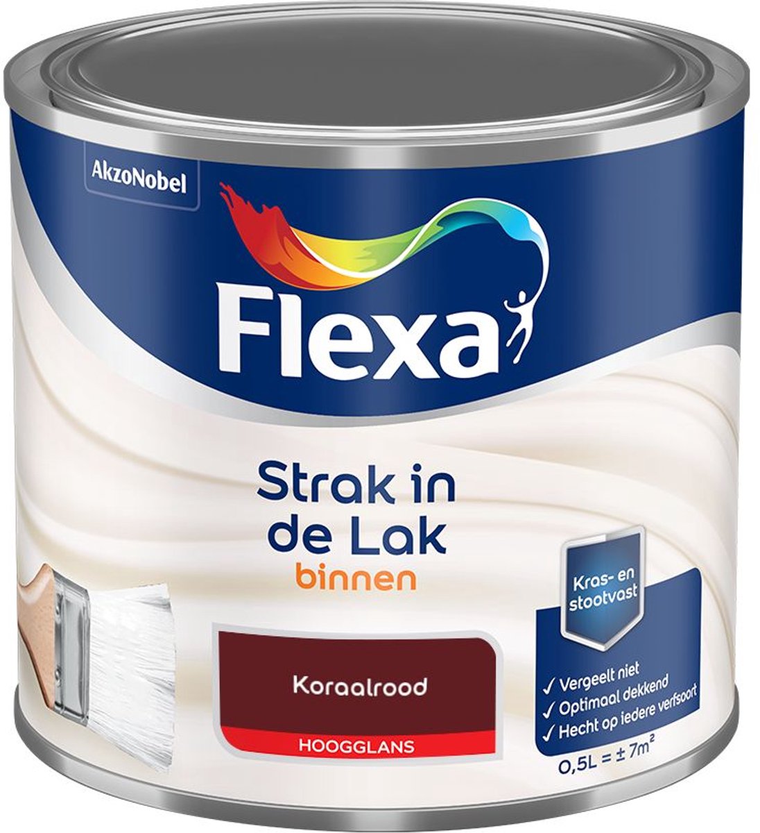 Flexa - Strak In De Lak Binnenlak Hoogglans - Koraalrood - Mengverf - 500 Ml