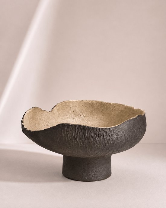 Coupe décorative en céramique Marron foncé/Beige – Coupe décorative design – 37,5 × 28,5 × 19 cm