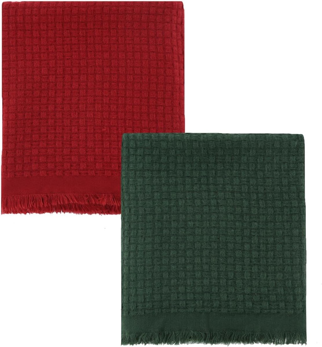 Boerderij Boho gebreide plaid voor bank, sofa, stoel, bed, woondecoratie, zacht, warm, gezellig, lichtgewicht voor lente, zomer, herfst (127 x 152 cm kerstset)