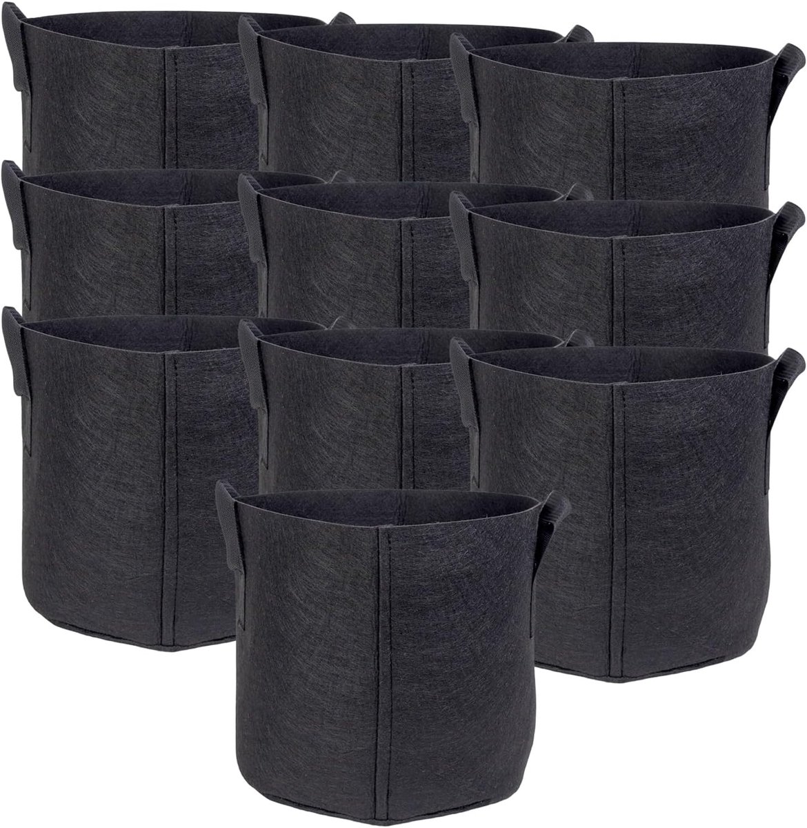10x plantzak van fleece stof 11 liter -3 gallon 25 x 22 cm - plantenpot met draaghengsels voor tuin, kas - plantenbak plantenzak aardappeltas