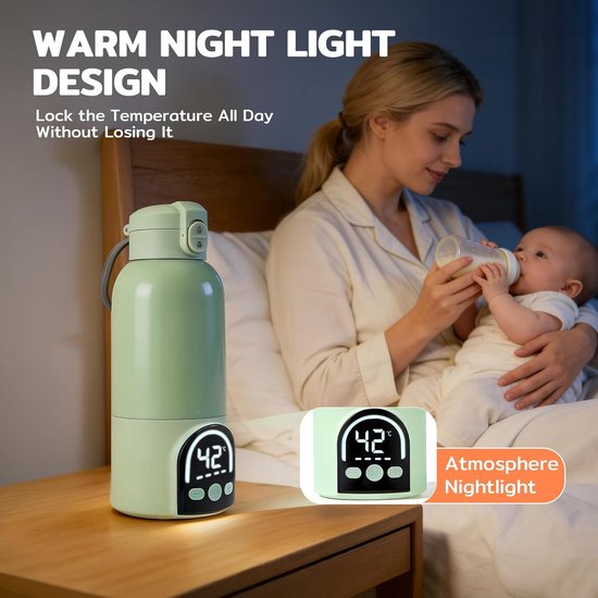 Draagbare flessenwarmer voor baby's onderweg, 500 ml capaciteit, pasteurisatie, 140 W snel opwarmen moedermelk/formulemelk/water, 18000 mAh lange batterijduur, lekvrij — afbeelding 3