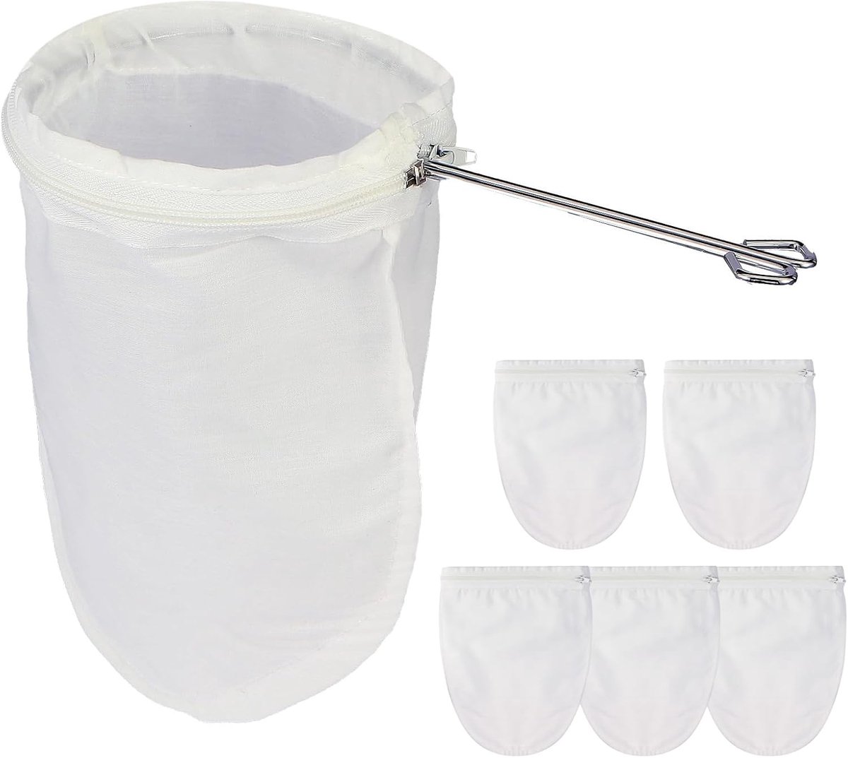 6 stuks fijne zeeffilterzakken met roestvrijstalen handgreep, herbruikbare notenmelkzak, filterdoek filter voor sap, koffie, thee, keuken, levensmiddelen, zeefset