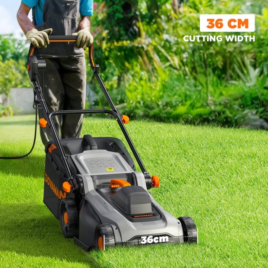Zerova Elektrische Grasmaaier - Kooimaaier - handgrasmaaier - 40L Grasopvangbak - Opvouwbare Handgreep - 36cm Maaibreedte - Zwart — afbeelding 3
