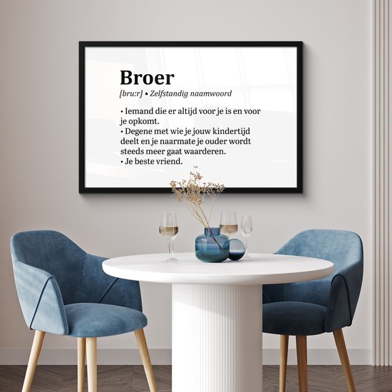 Cadre photo avec affiche - Dictionnaire - Définition de frère - Frère - Citations - Proverbes - 90x60 cm - Cadre pour affiche