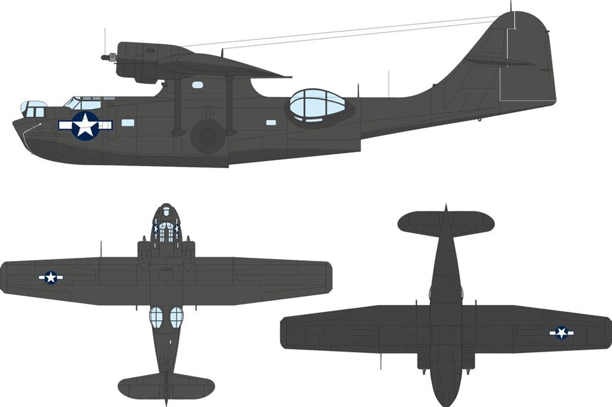 Eduard Modelbouwpakket - EX1183 US National Insignia Maskering Set - Stars with Red Center voor Consolidated PBY-5A Catalina Accessoires set - 1:48 - Modelbouw