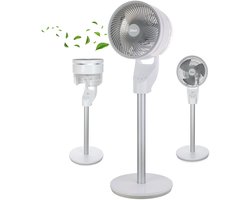 Zilan Air Circulator Statiefventilator – 25 cm – 60 Watt – Afstandsbediening – Timer 1-7 uur – 3 Snelheden – 55° Oscillatie – 90° Kantelbaar – Wit