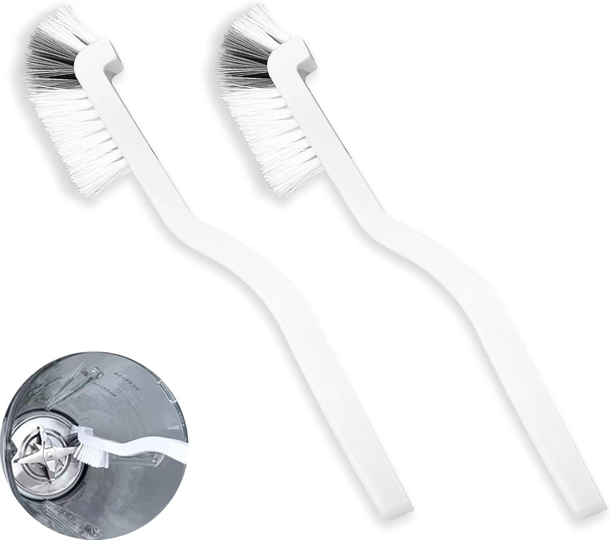2 Stuks Huishoudelijke Schoonmaakborstels,Keukenborstels,Reinigingsborstel Met Handvat, Ideal For Removing Food Debris & Stubborn Stains,Ideaal Voor Het Reinigen Van Sapcentrifuges Met Messen