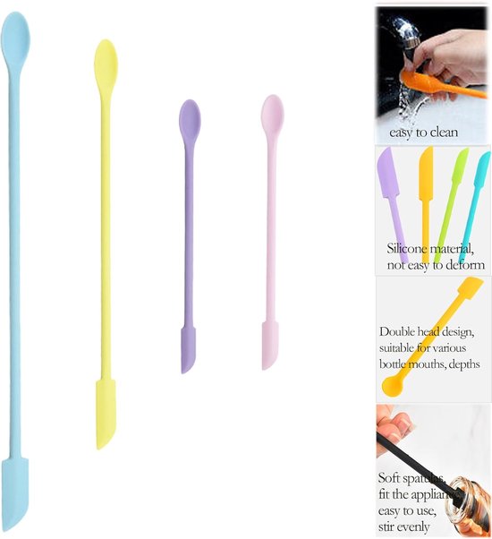 Spatels, Multifunctionele Herbruikbare Kleine Rubber Make-up Lange Lepel, voor Keuken Voedsel Bakken Koken Beauty Make-up Cosmetica Lotion Resin Handgemaakte Palet (Roze Groen — afbeelding 2