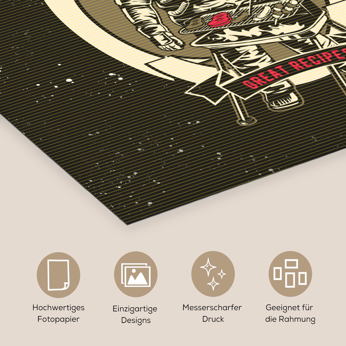 Poster 75x75 cm - Vintage - Astronaut - BBQ - Posters - Kamer decoratie - Wanddecoratie wo