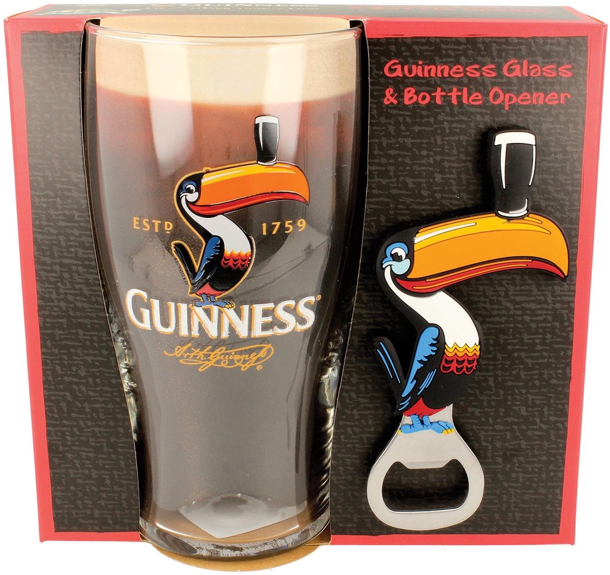 Dailygoods- Bierglas Exclusief Guinness Merchandise - Pint Glas - Flesopener - Gilroy Collectie - Iconisch Ontwerp - Hoogwaardige Materialen - Drinkglas