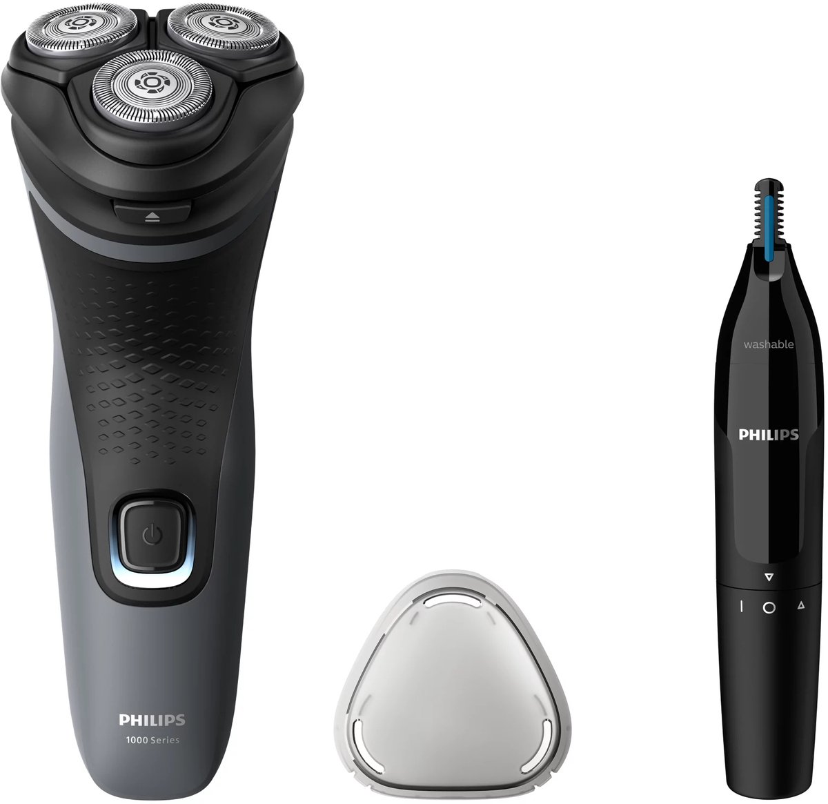Philips Shaver 1000 Series Elektrisch scheerapparaat geeft je een snelle, schone scheerbeurt en een goede prijs-kwaliteitverhouding. De 27 zelfslijpende PowerCut-mesjes en de volledige wasbaarheid maken het scheerapparaat gebruiksvriendelijk en altijd bet