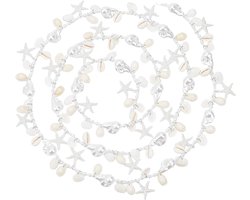 Dailygoods - PH PandaHall 2,4 m zeeschelp slinger decor plastic kraal zeester slinger woondecoratie slingers oceaan strand slingers voor bruiloften thuis zomer decoratie open haard kust strand feest, wit