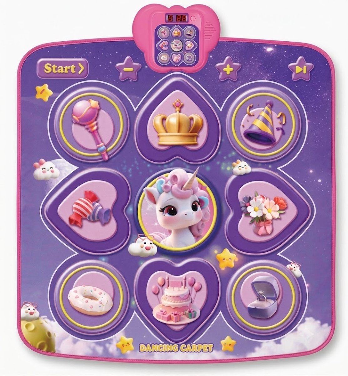 PolkaHome® Kinderen – Elektronische Muziekmat met 9 Dansvlakken, 5 Dansniveaus & Geluid – Dansmat voor meisjes – 74 x 76 cm – Vanaf 3 Jaar