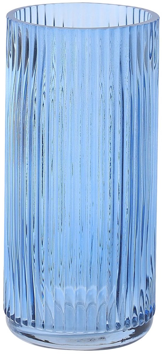 Dailygoods- Glazen Vaas Geribbeld - Bloemenvazen voor Binnen - Glazen Vaas Groot - Moderne Vaas - Stevige Basis - Elegant Ontwerp - Bloemenvase