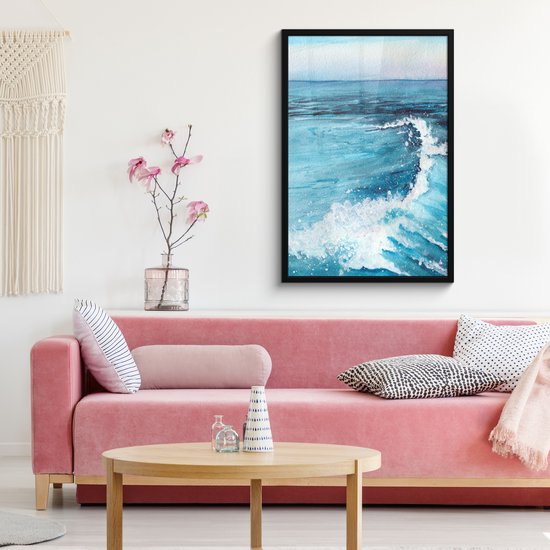 Cadre photo avec poster - Mer - Golf - Aquarelle - 60x90 cm - Cadre poster