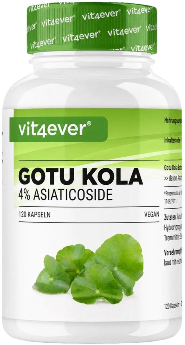 Vit4ever Gotu Kola Extract - 120 Capsules - 4% Asiaticoside - 1500 mg per Dagdosis - Centella Asiatica - Vegan - Hooggedoseerd