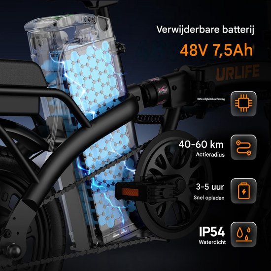 HillMiles Mile1 Elektrische Fiets - Motor 250W - Actieradius 60km - 14 Inch -25km/ - 36V/10.4Ah -vouwbaar E-bike -stads E-bikes & E-Nederland - Zwart van Hillmiles — afbeelding 2