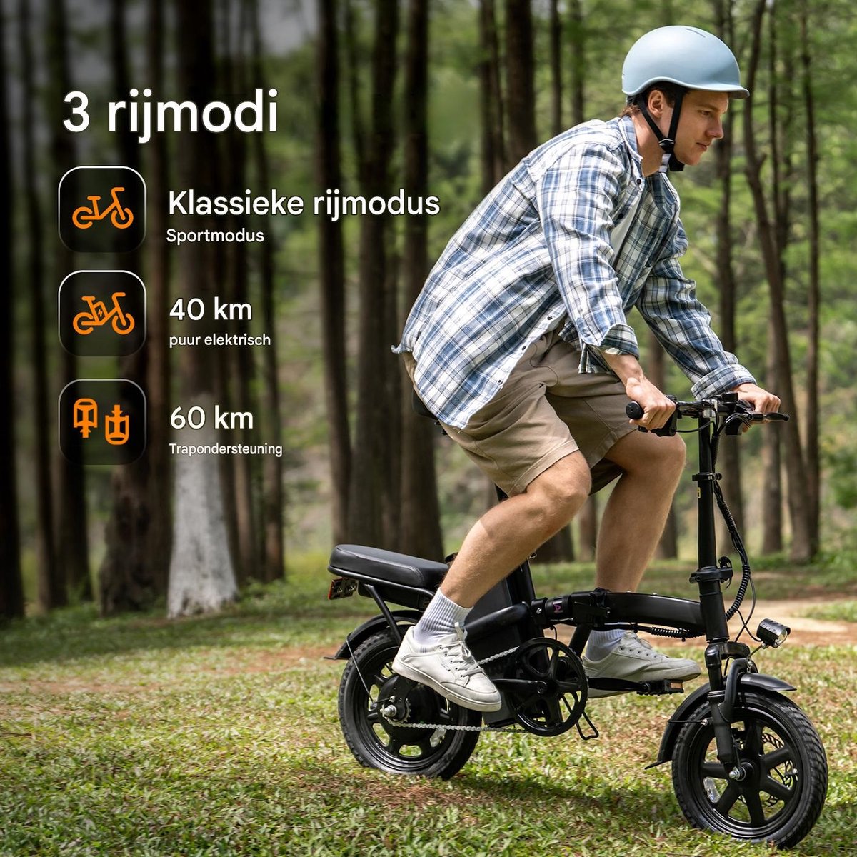 Elektrische Fiets - Motor 250W - Actieradius 60km - 14 Inch -25km/ - 48V/7.8Ah -vouwbaar E-bike -stads E-bikes & E-Nederland - Zwart thumbnail 2