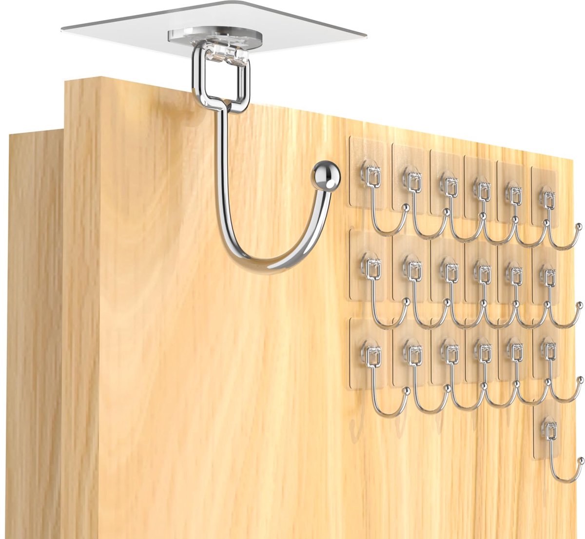 Plakhaken, extra sterk, tot 20 kg, 20 stuks, transparante zelfklevende haken zonder boren, waterdicht en roestvrij, multifunctionele haken voor badkamer, keuken en outdoor