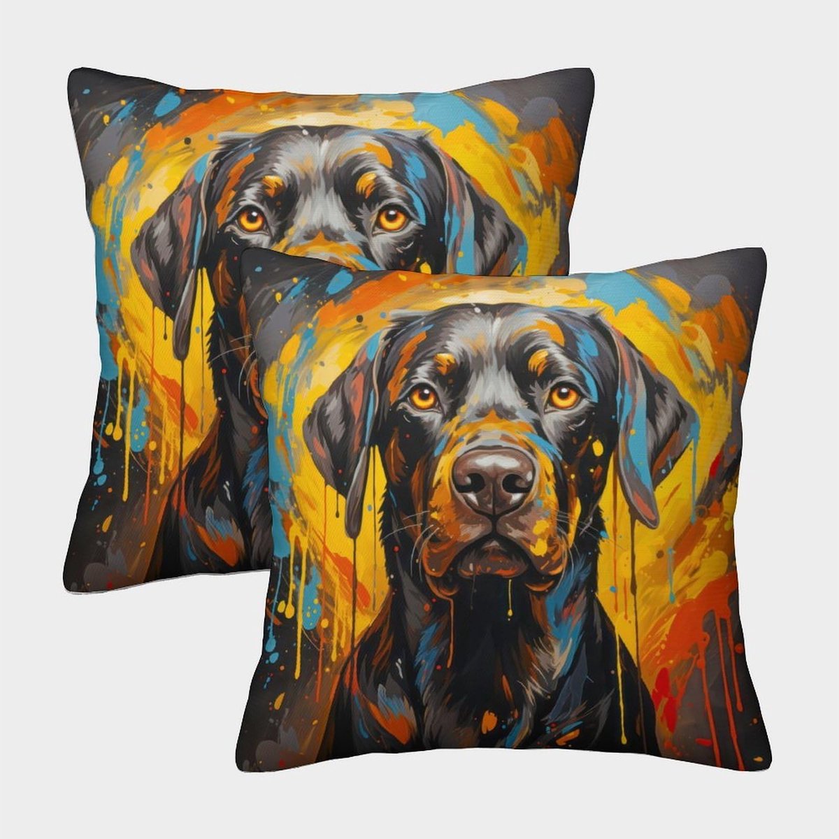 Set van 2 kussenslopen voor honden, vierkant kussen, decoratieve sierkussen, dierenkussen, onzichtbare rits, hoezen voor bank, bank, woonkamer, slaapkamer, kussenslopen, 40 x 40 cm