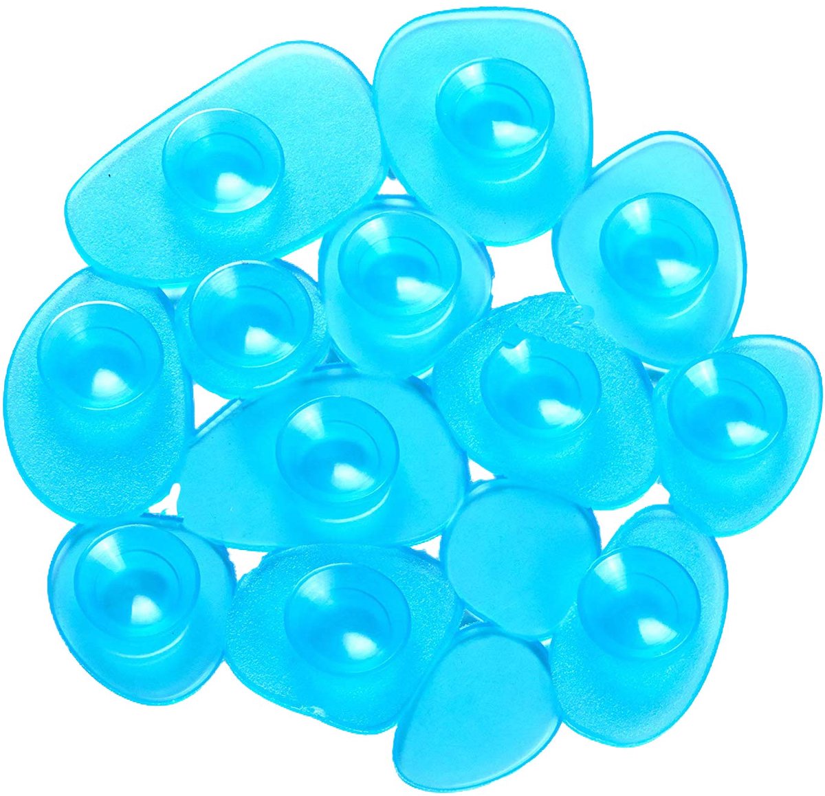 Badmat, antislippads, kiezelsteen, 4 stuks, antibacterieel, antislip met zuignappen, blauw transparant, ca. 13 x 11 cm