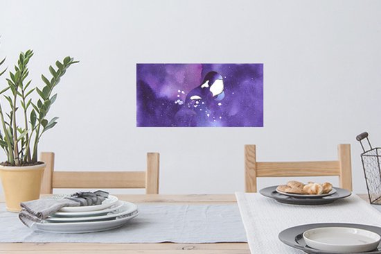Muurstickers - Sticker Folie - Orka - Ruimte - Paars - 40x20 cm - Plakfolie - Muurstickers Kinderkamer - Zelfklevend Behang - Zelfklevend behangpapier - Stickerfolie