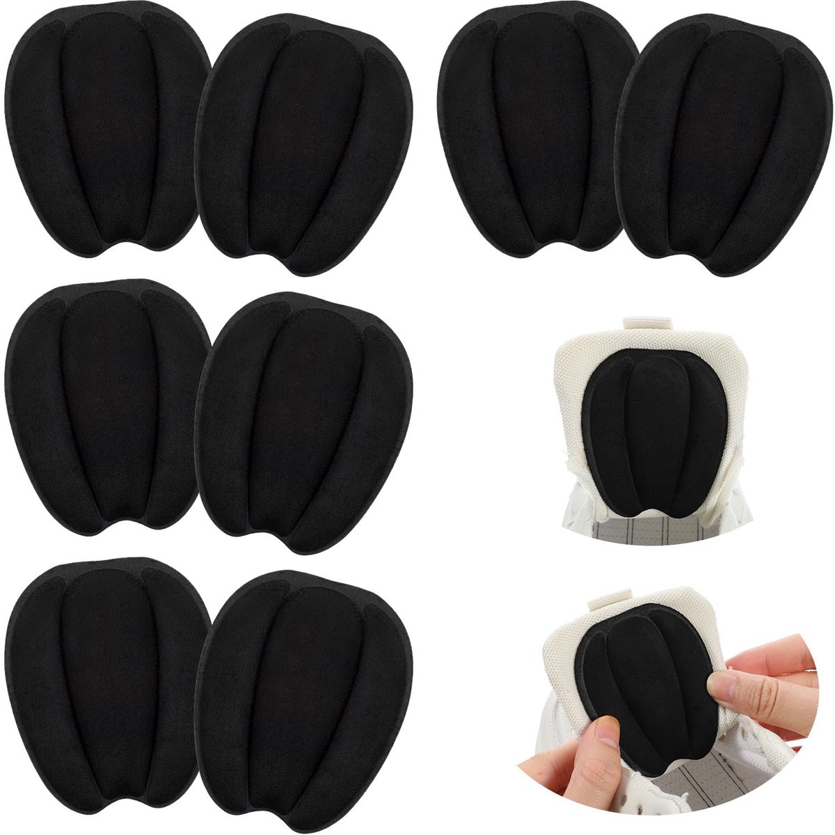 4 paar tongue pads voor schoenen, antislip en zachte, hielbescherming, zelfklevende slijtvaste tongkussens voor losse en oversized schoenen