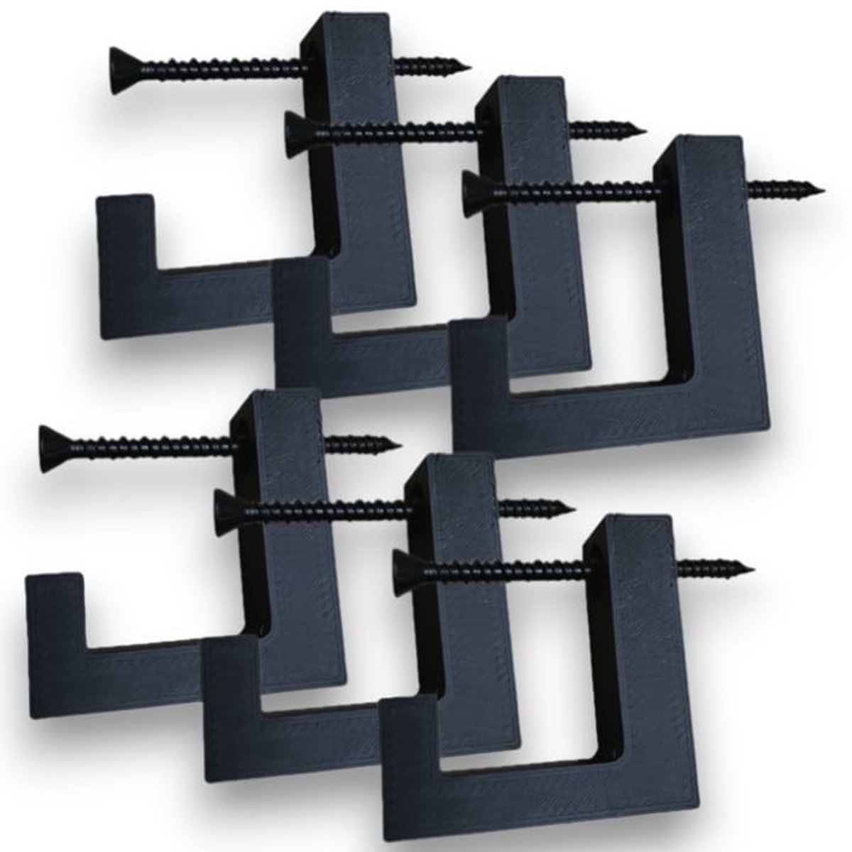 Dailygoods- Garderobehaken Set van 6 - Haken voor Akoestische Panelen - Matzwart - Inclusief Bevestigingsschroeven - Veilig en Elegant - Geschikt voor 12 mm Panelen - Kapstokhaken