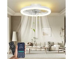 Thuys - Plafondventilator met LED Verlichting - 48W - Dimbaar - Afstandsbediening & Bluetooth App - 6 Snelheden - Zomer/Winterfunctie - Wit