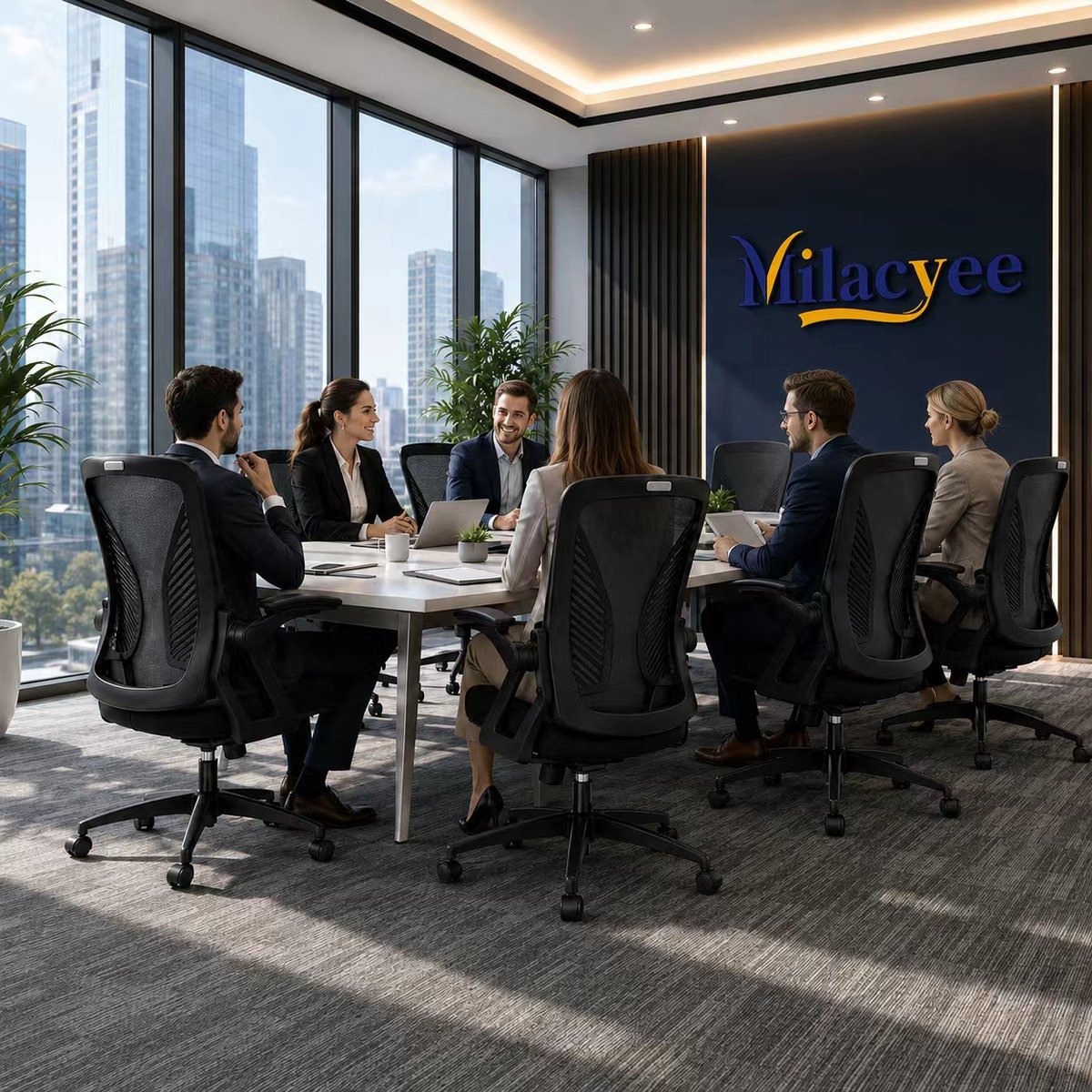 Milacyee Bureaustoel - Ergonomische Bureaustoel - Office Chair - Bureaustoelen voor Volwassenen - Computerstoel met Mesh Rugleuning & Lendensteun - 90° Opklapbare Armleuningen - Stille Wieltjes - Tot 102 kg, Zwart - Geschikt voor Thuiswerk en Kantoor – foto 5