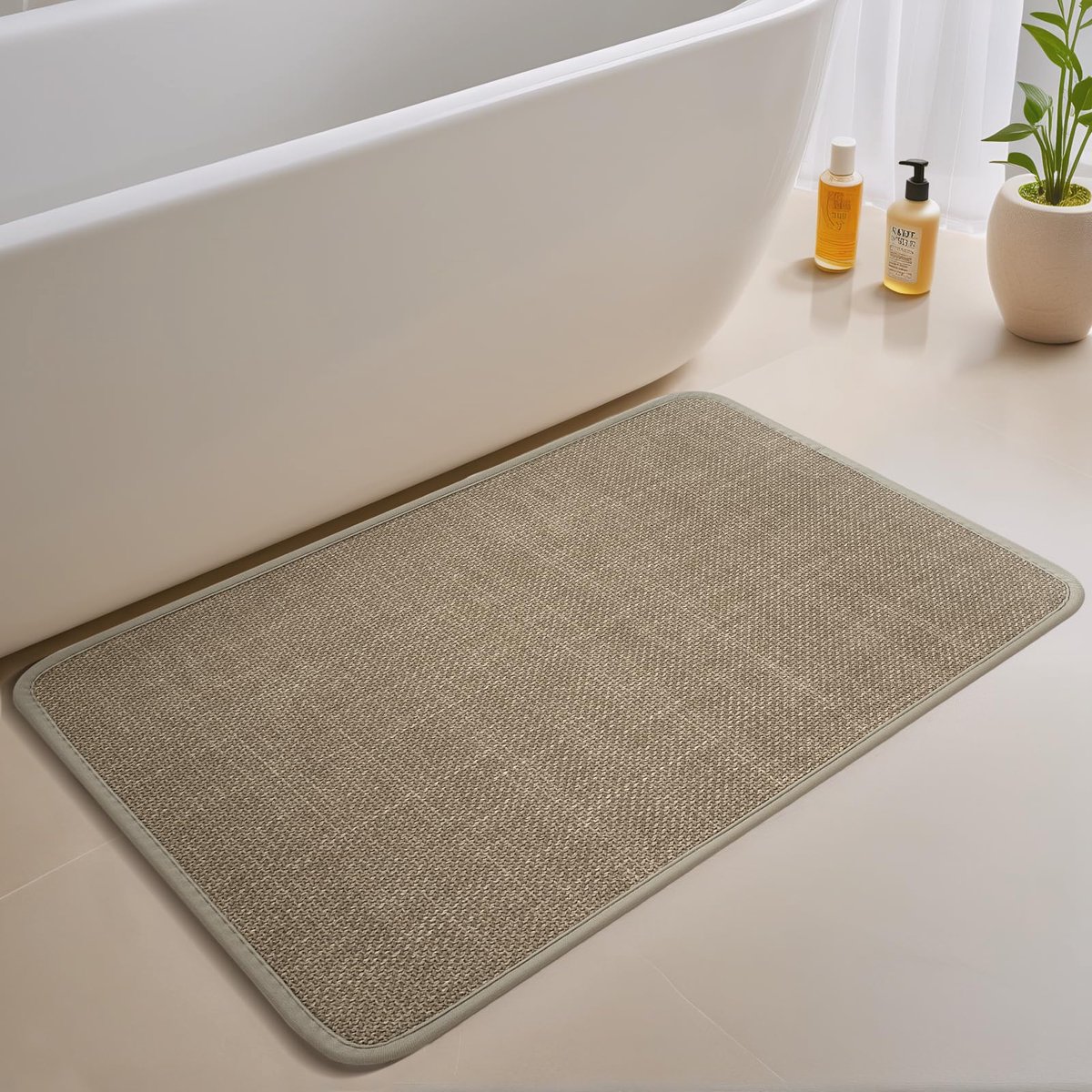 Badmat, badkamermat, absorberend, sneldrogend, voor vloer, badkamer, douchetapijt (beige, 60 x 90 cm)