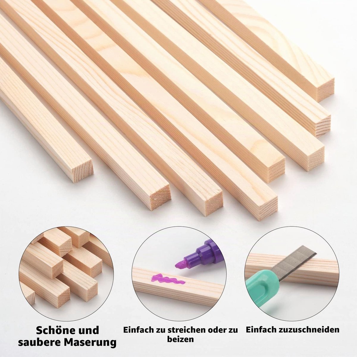 Vierkante Deuvelstaven, 20 Stuks 3/8 "x 12" Houten Knutselstokken Voor Knutselen, Onafgewerkte Hardhouten Stokjes, Stukken Voor Kunst en Doe-Het-Zelvers