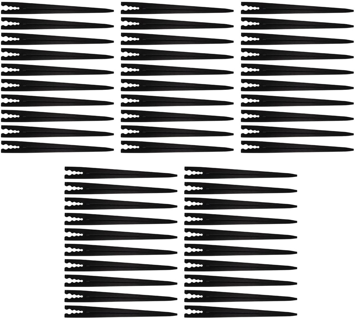 50 stuks 15 cm zwarte PE-kunststof grondpennen voor 4 mm binnen, 7 mm buiten, 3 mm binnen, 5 mm buitenbuisondersteuning en stabiliserende staven