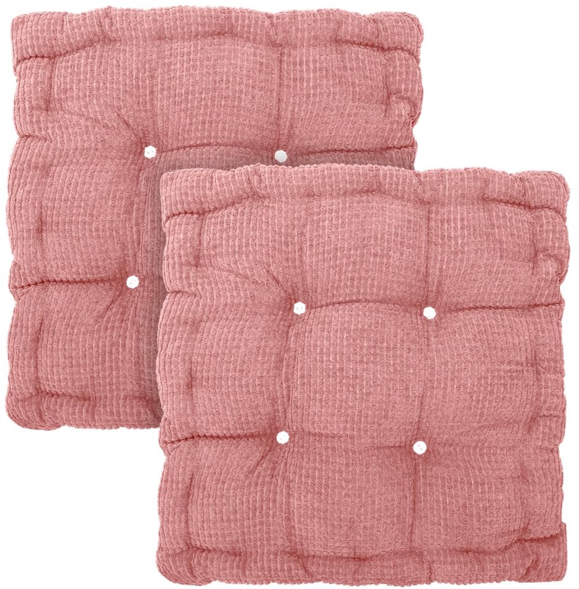 Set van 2 Dikke Tuinkussens 40 x 40 cm voor Binnen en Buiten - Comfortabele Zithoezen voor Stoelen in Roze, Ideaal voor Tuin en Balkon