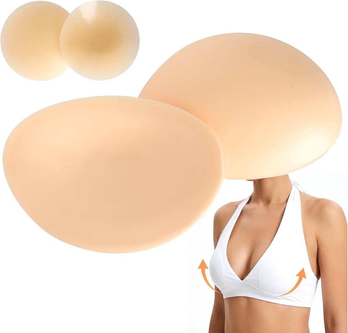 Zelfklevende beha-inzetstukken, 2-in-1 push-up pads voor een natuurlijke look, huidkleurige tepelafdekking en schuimrubberen pads voor jurk, top en bikini