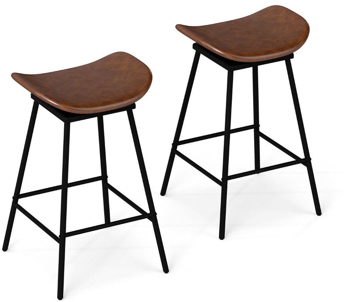 Bar stoelen - Set van 2 Barkrukken Barstoel Keukenstoel 360 -Graden Draaibaar en in bar stoelen - met Voetensteun - Bruin