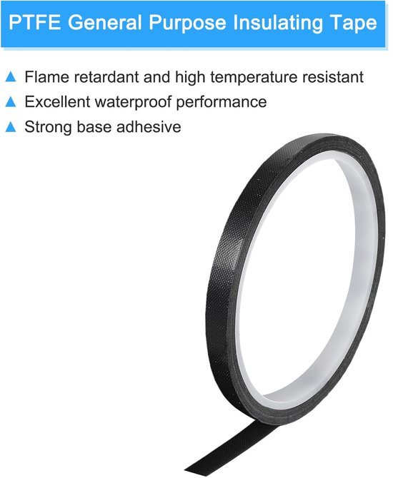 Hoge temperatuur tape 10 mm PTFE-gecoat hittebestendig plakband voor vacuüm-afdichtingen plakband 10 m zwart dikte 0,18 mm van hoge — afbeelding 2