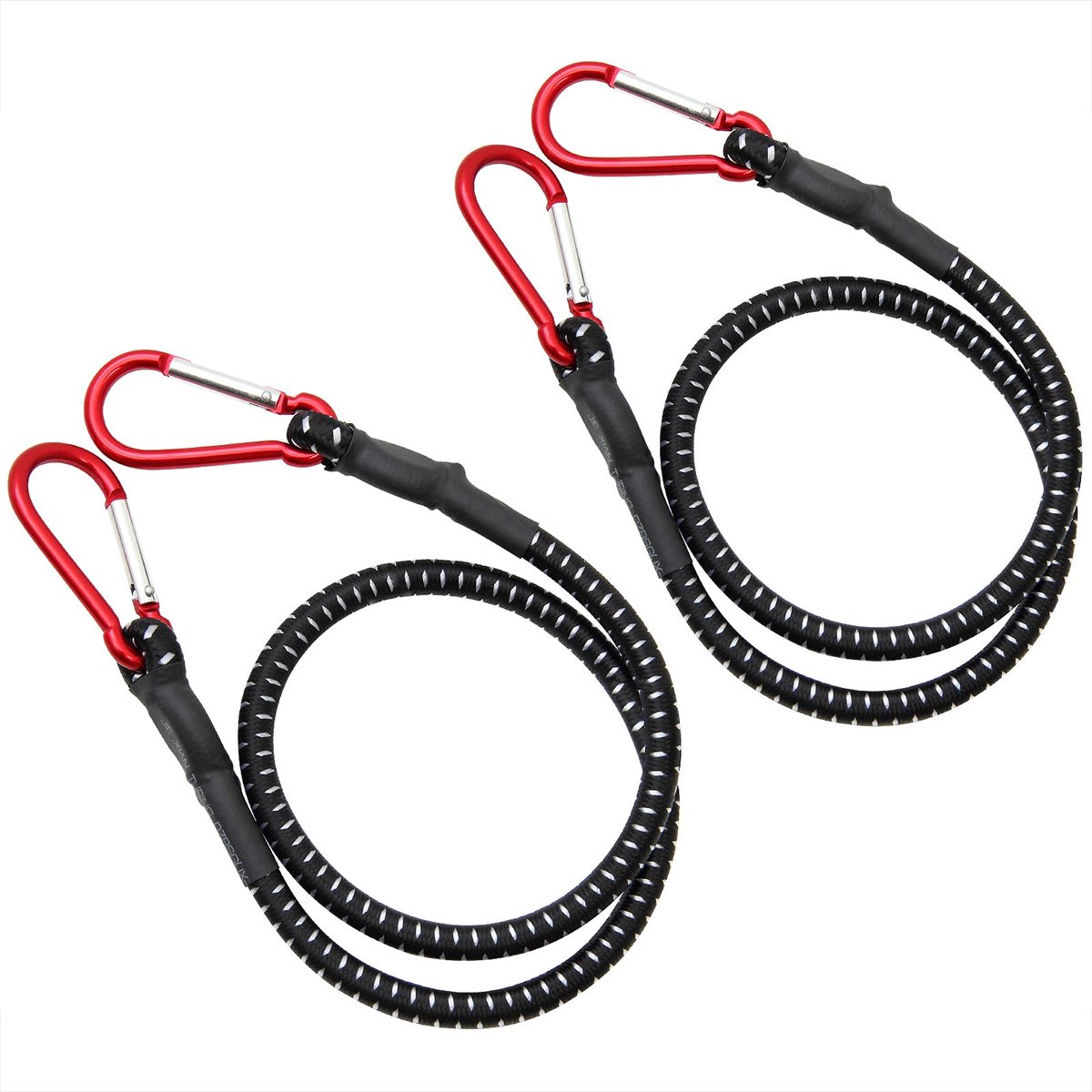 1x of 2x 80cm of 100cm Spanelastiek Set Elastische Snelbinders met Karabijn Haak Stevig Touw Band Sterk Militair Leger