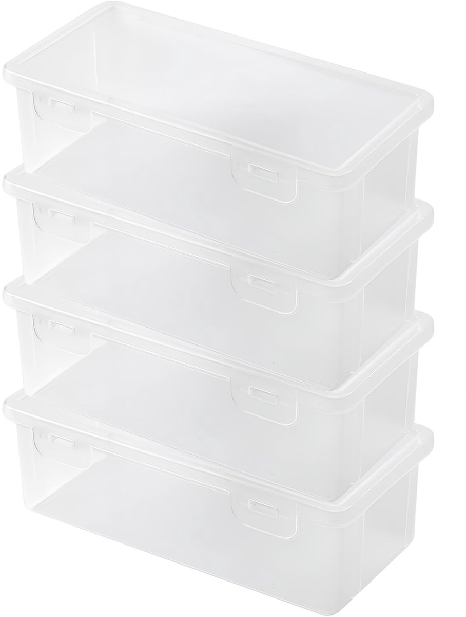 pennenetui, 4 stuks, transparante kunststof, houder met deksel, organizer voor pennen, transparant, voor school, kantoor, thuis