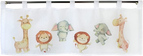 Vitragegordijn Afrikaanse dieren, gordijn voor jongens en meisjes, 45 x 120 cm, moderne transparante bistrogordijn voor de kinderkamer — afbeelding 5