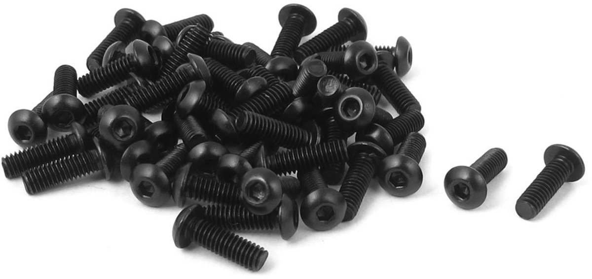 sourcingmap M2.5x8mm Button Head Hex Socket Cap Schroef Bout Zwart 50 stks