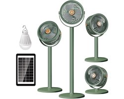 Intrekbare staande circulatieventilator op zonne-energie, USB voeding, krachtige luchtstroom, 3-in-1 multifunctioneel, voor thuisgebruik en buiten kamperen