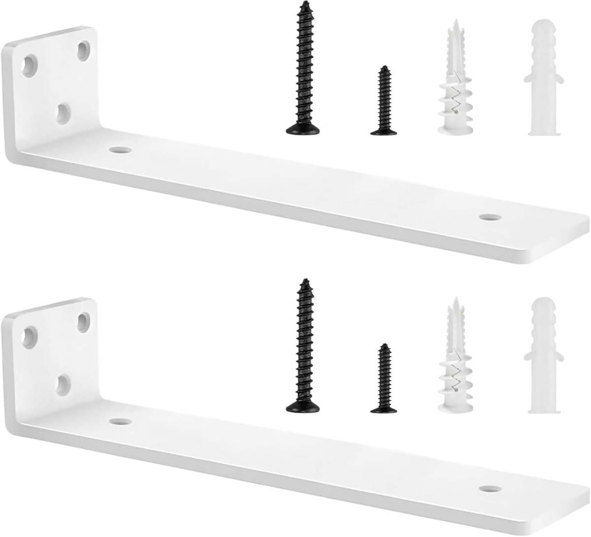 Plankdragers, 2 Stuks Robuuste Wandgemonteerde Plankdragers, L-Vormige Metalen Plankdragers voor Zwevende Planken | Home Storage (Wit/30cm)