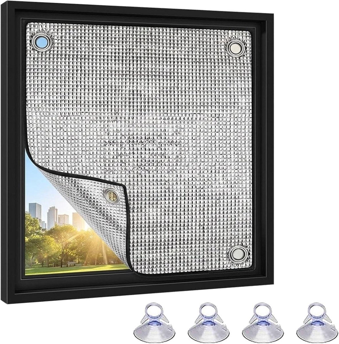 Warmtewerende Raamfolie - Thermische Raambekleding - Warmte-isolatiefolie - Raamisolatieset - Aluminium Isolatiefolie - Zonwering & warmte-isolatie - Zonwerend/verduisterend paneel voor serres & balkons - Spoorloze nanolijm - 50×100 cm